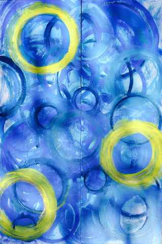 Blue Circles Abstract Wall Art
